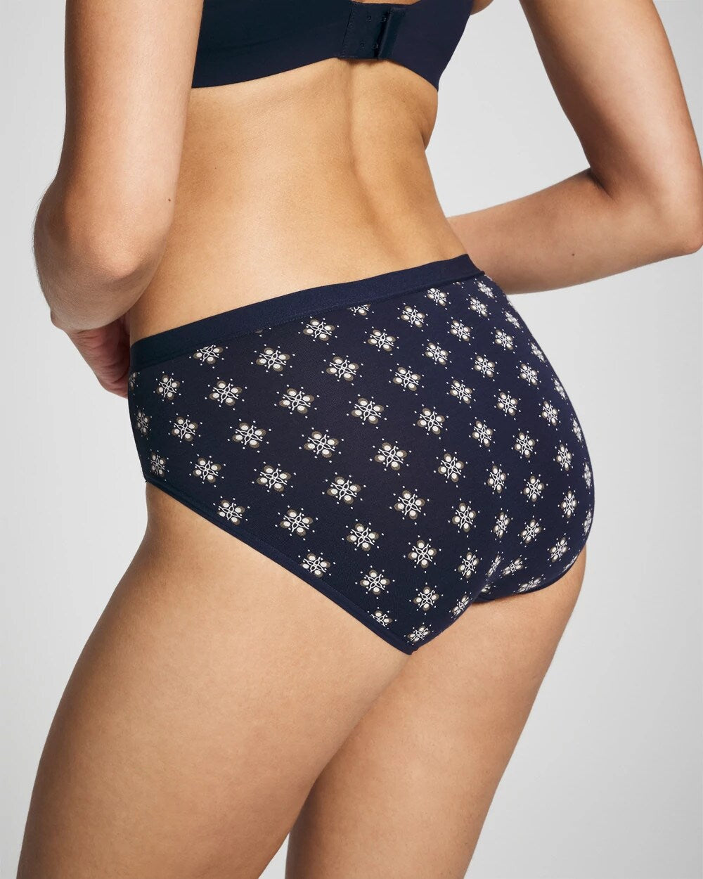 BELLE FOULARD MINI NAVY - Cotton High-Leg Panty