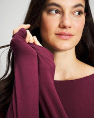 VELVET PLUM - Ruched Long Sleeve Pajama Tee