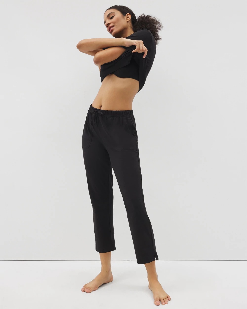 BLACK - Crop Pajama Pants