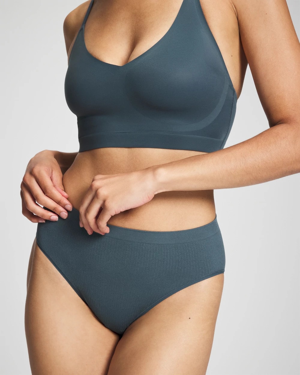 PETROL - Seamless Rib High-Leg Panty