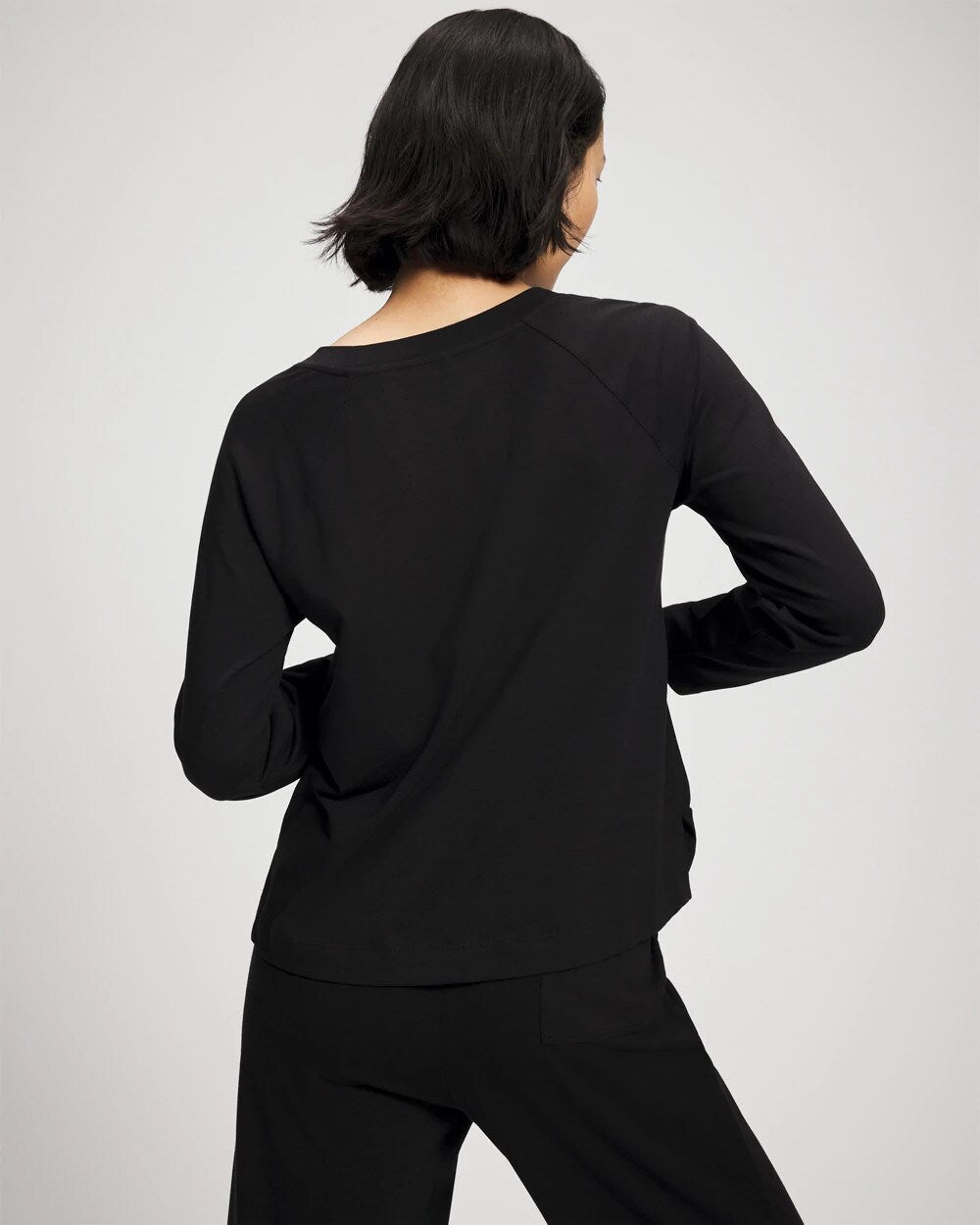 BLACK - Most Loved Cotton Long Sleeve Pajama Tee