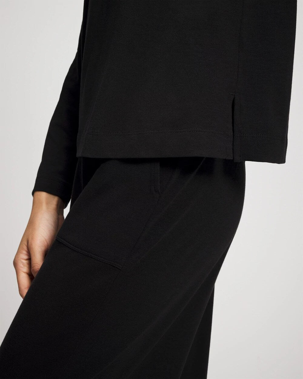 BLACK - Most Loved Cotton Long Sleeve Pajama Tee