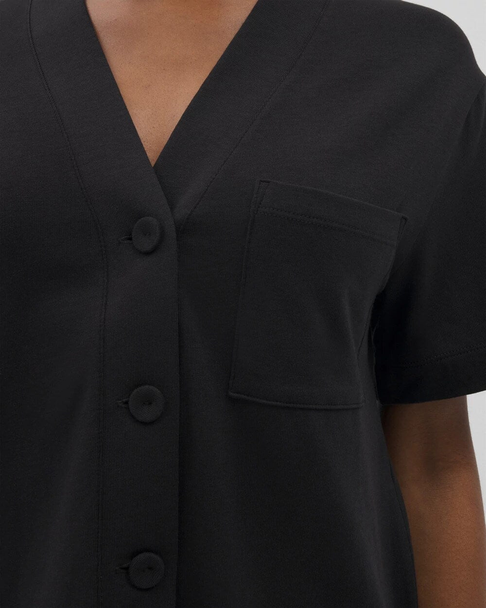 BLACK - Button-Front Pajama Tee