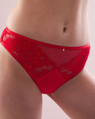 DARE ME RED - French-Cut Brief Panty with Mesh and Lace