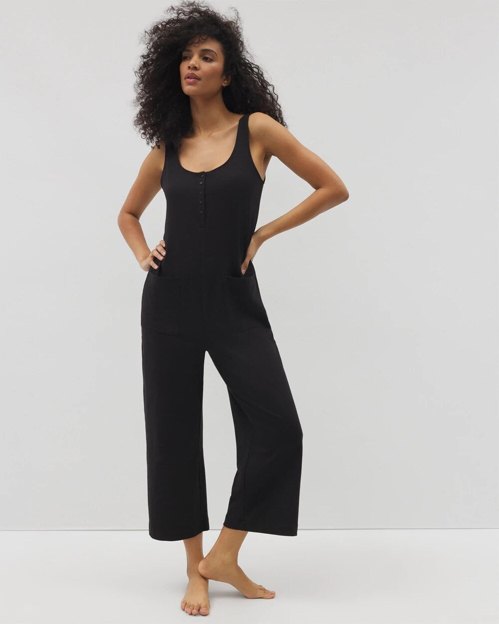 BLACK - Henley Jumpsuit