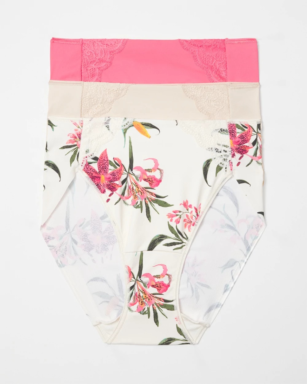 CAMELLIA ROSE MULTIPACK - High-Leg Brief Panty with Lace 3 Pack
