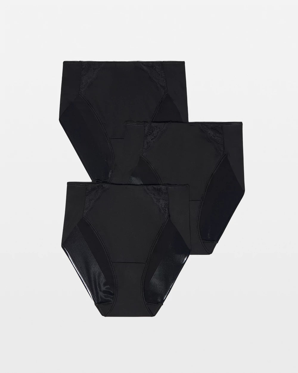 BLACK MULTI PACK - High-Leg Brief Panty with Lace 3 Pack