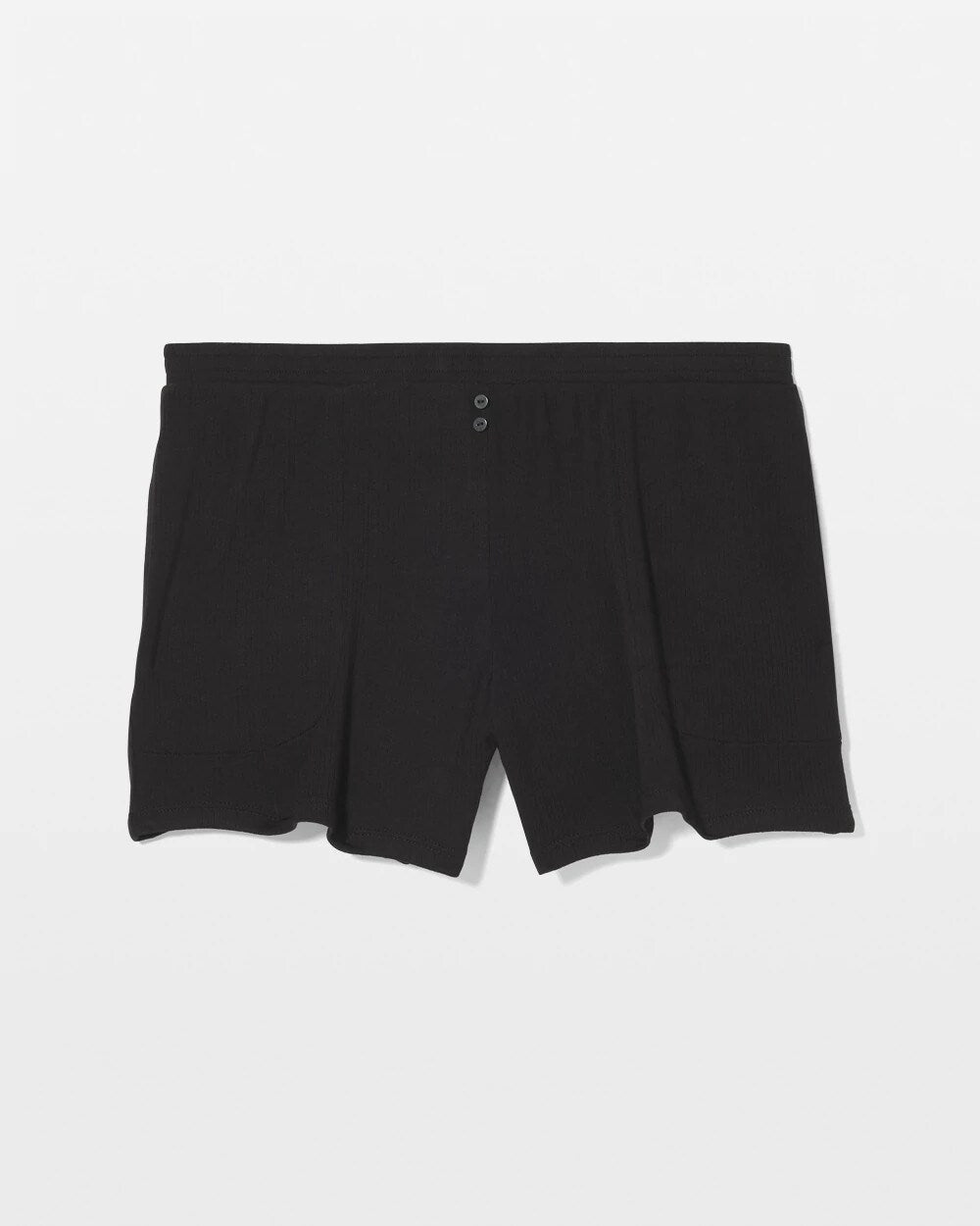 BLACK - Lightweight Rib Knit Pajama Shorts