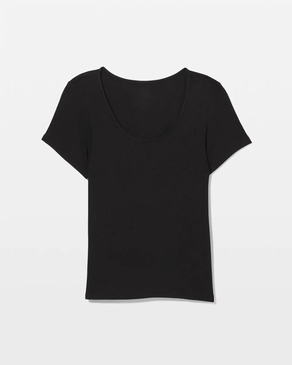 BLACK - Lightweight Rib Knit Short Sleeve Pajama Tee