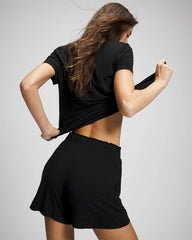 BLACK - Long Pajama Shorts