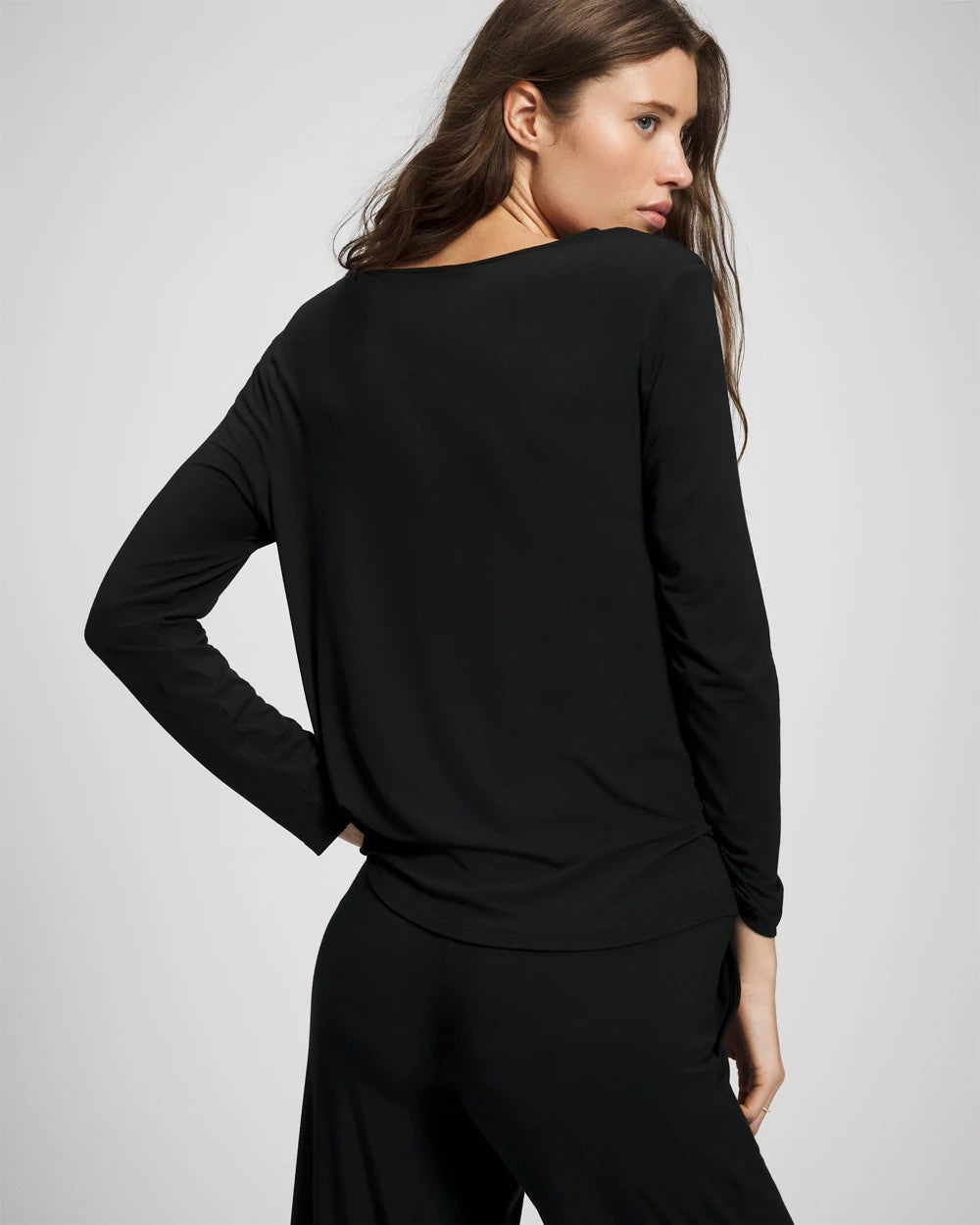BLACK - Long-Sleeve Pajama Top