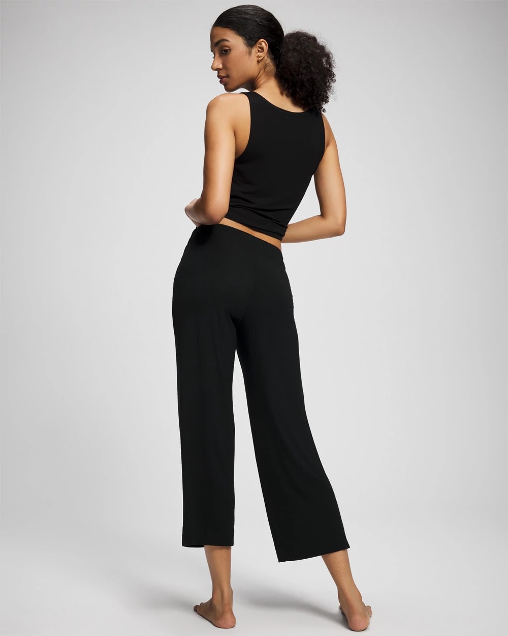 BLACK - Cropped Pajama Pants