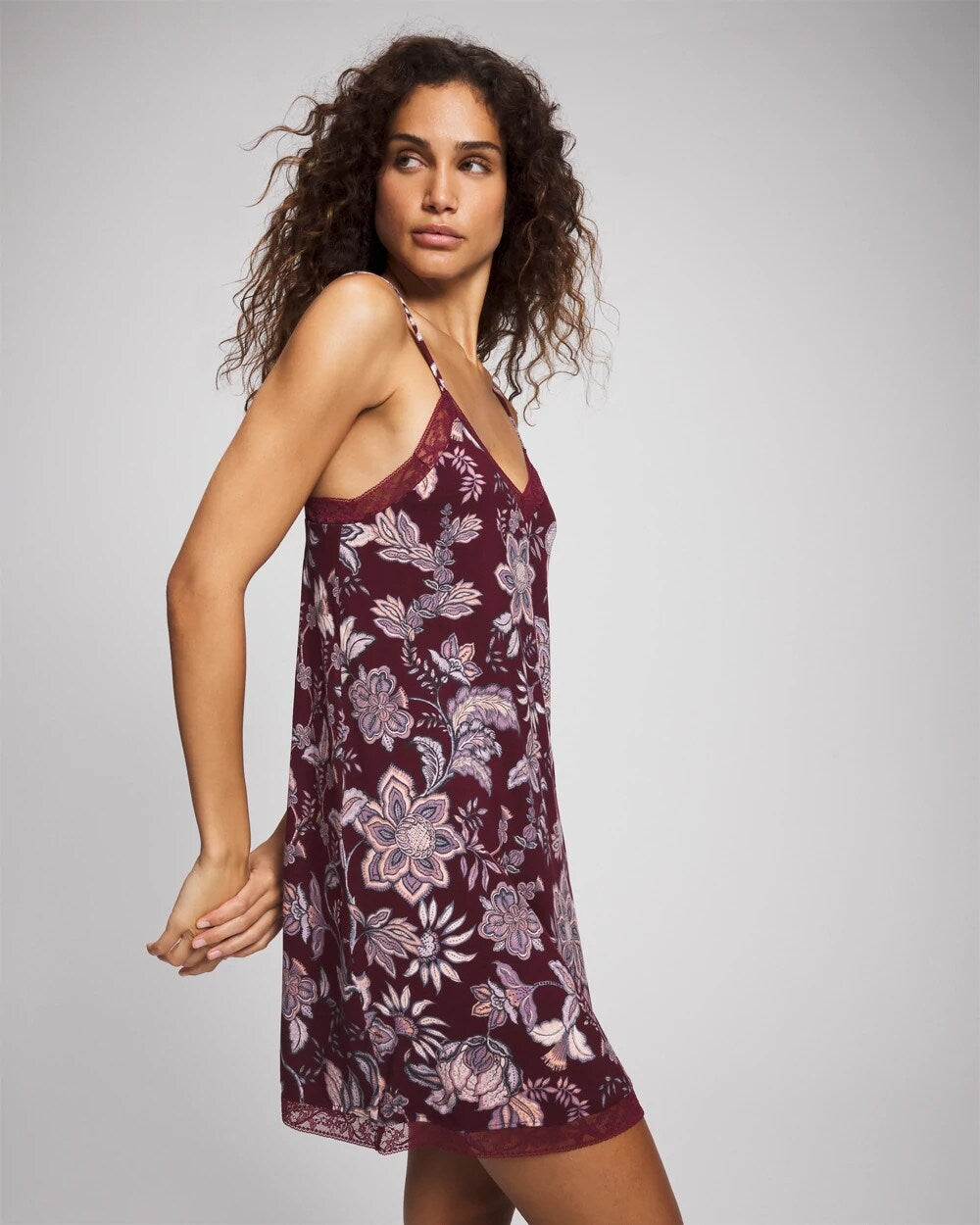 PAISLEY SPLENDOR PLUM - Lace Trim Chemise