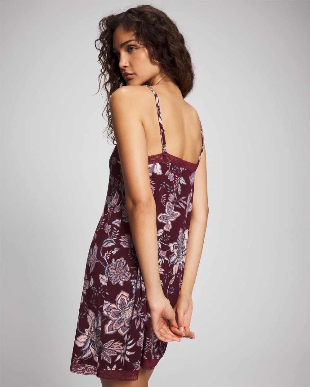 PAISLEY SPLENDOR PLUM - Lace Trim Chemise
