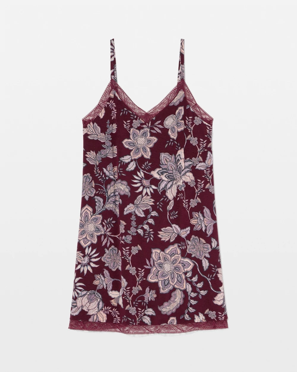 PAISLEY SPLENDOR PLUM - Lace Trim Chemise
