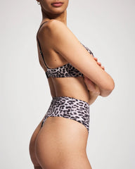 DIVINE LEOPARD MINI TAUPE - Tummy High-Waist Thong Panty
