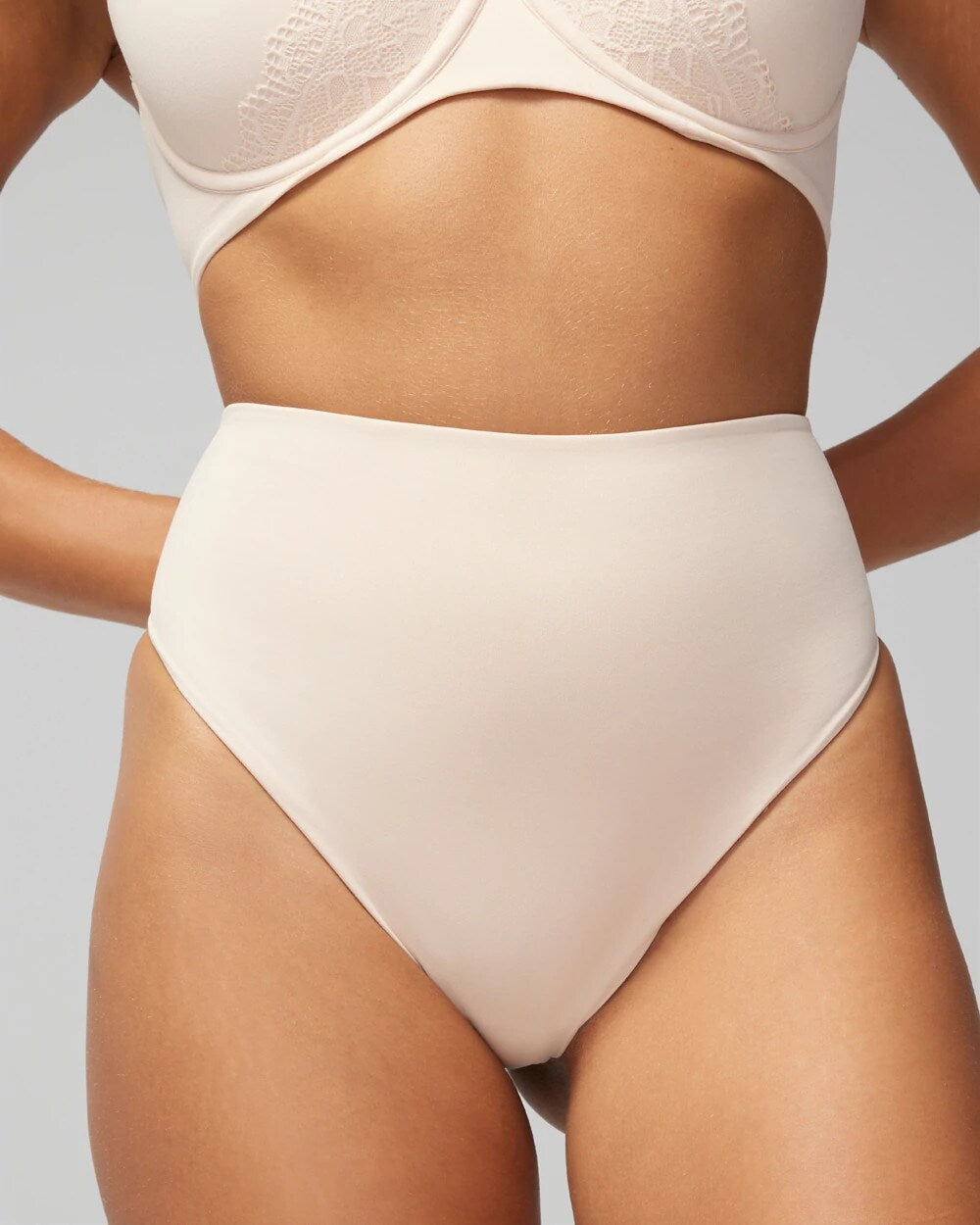 PALE SAND - Tummy High-Waist Thong Panty