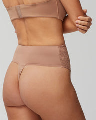 WARM SIENNA - High-Waist Thong Panty With Lace