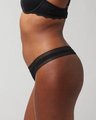BLACK - Soma Thong Panty with Stretch Lace