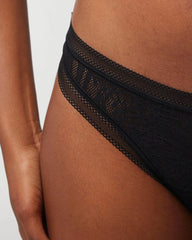 BLACK - Soma Thong Panty with Stretch Lace