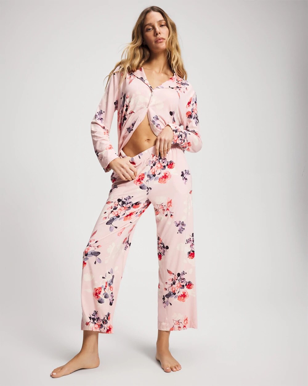 FLORAL DREAMS PINK BLUSH - Ankle Pajama Pants