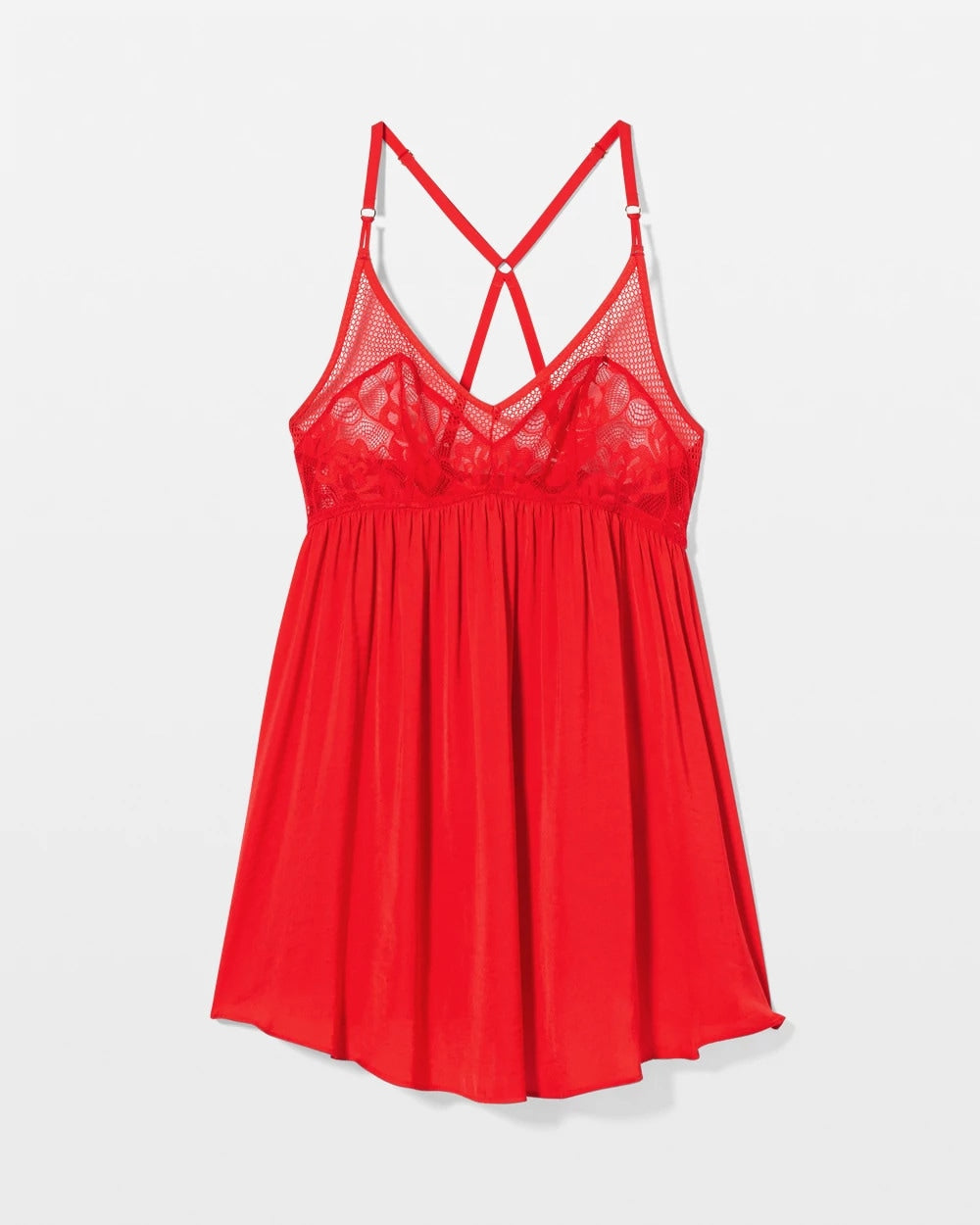DARE ME RED - Satin Babydoll Chemise