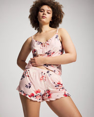 FLORAL DREAMS PINK BLUSH - Ruffle Pajama Shorts