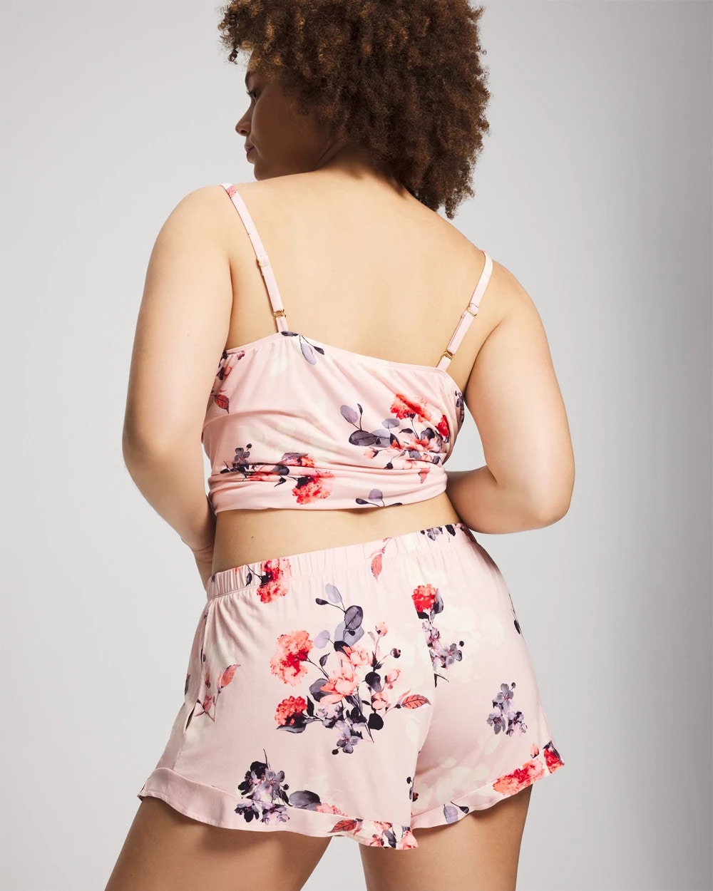 FLORAL DREAMS PINK BLUSH - Ruffle Pajama Shorts