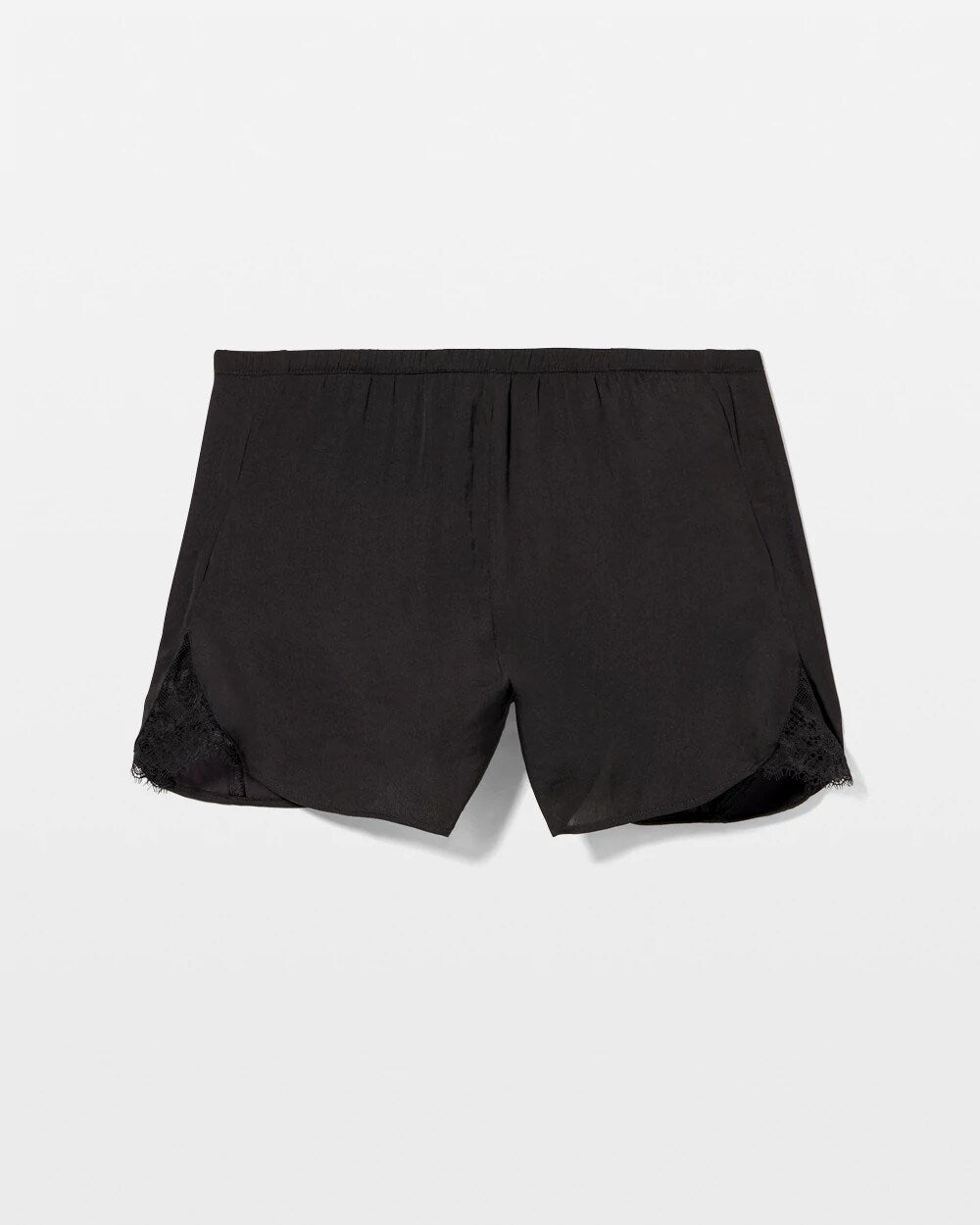 BLACK - Lace Trim Pajama Short