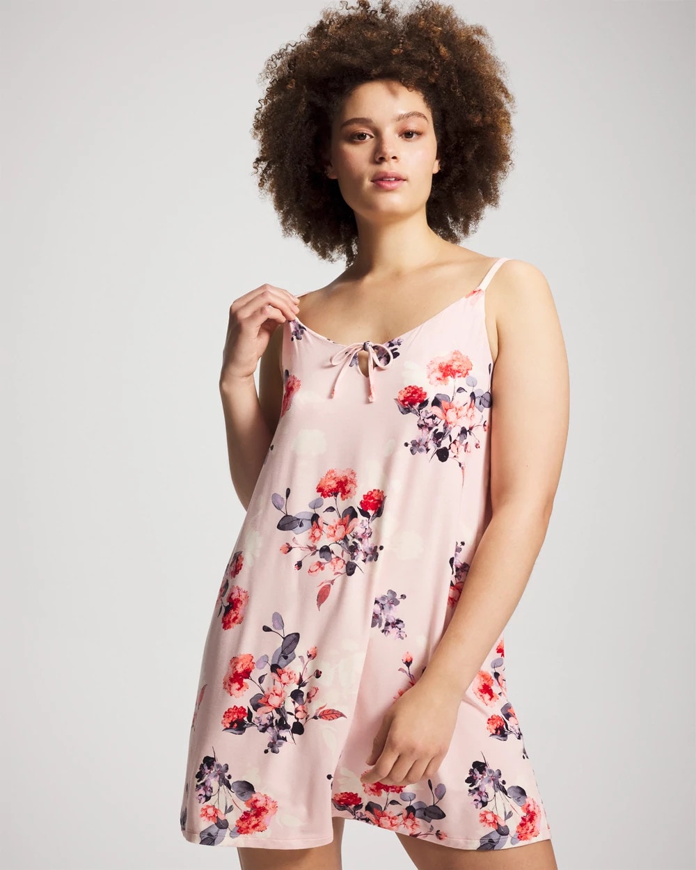 FLORAL DREAMS PINK BLUSH - Tie Front Chemise