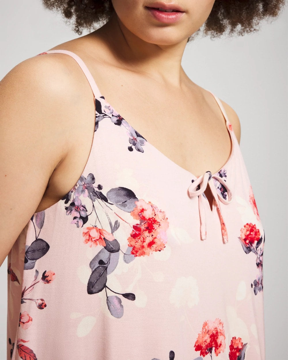 FLORAL DREAMS PINK BLUSH - Tie Front Chemise