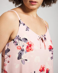 FLORAL DREAMS PINK BLUSH - Tie Front Chemise