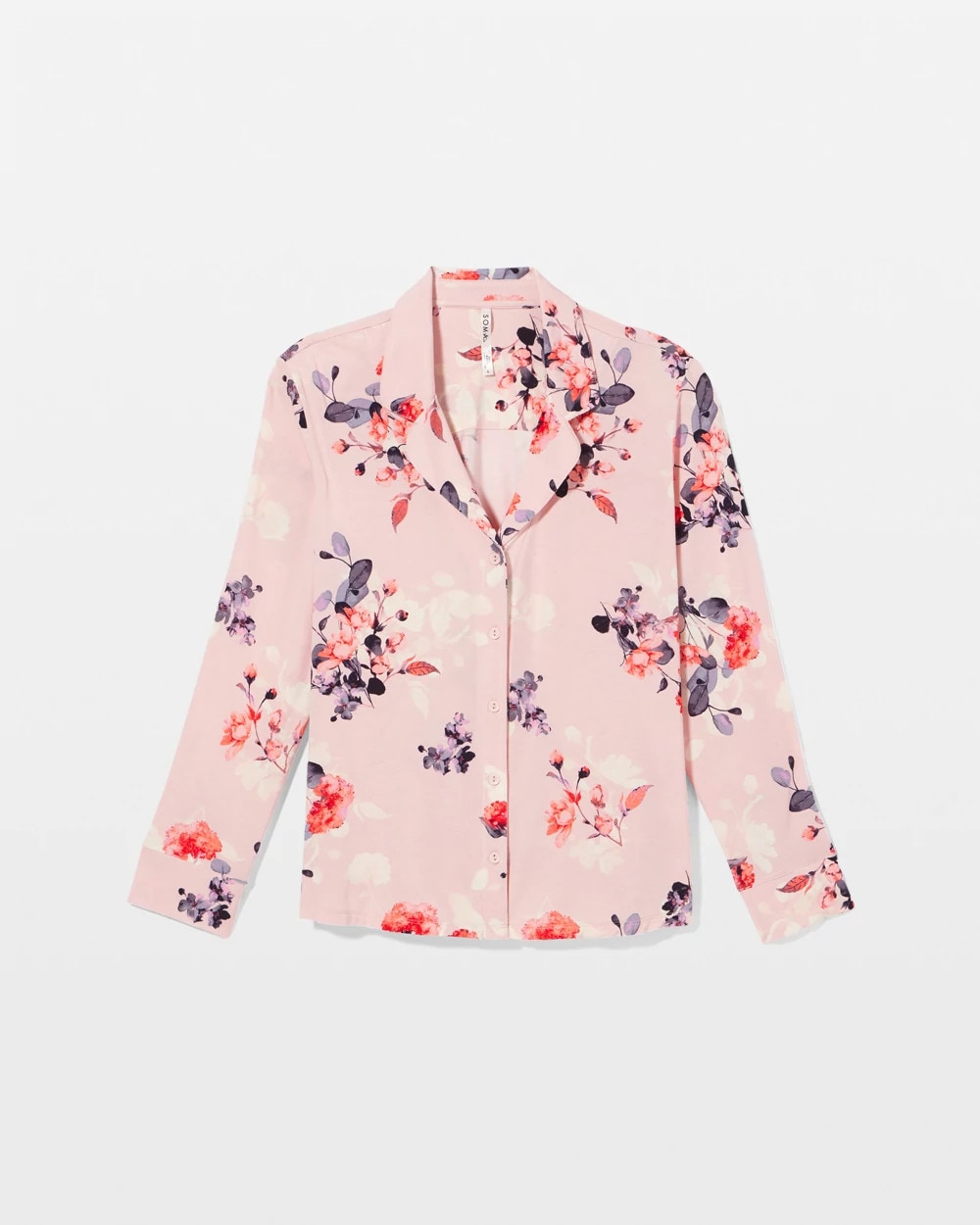 FLORAL DREAMS PINK BLUSH - Long Sleeve Notch Collar