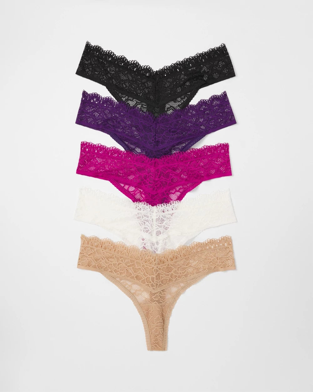 MAJESTIC PURPLE MULTIPACK - Thong Panty with Enchanting Lace 5 Pack