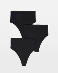 BLACK MULTI PACK - High-Waist Thong Panty 3 Pack