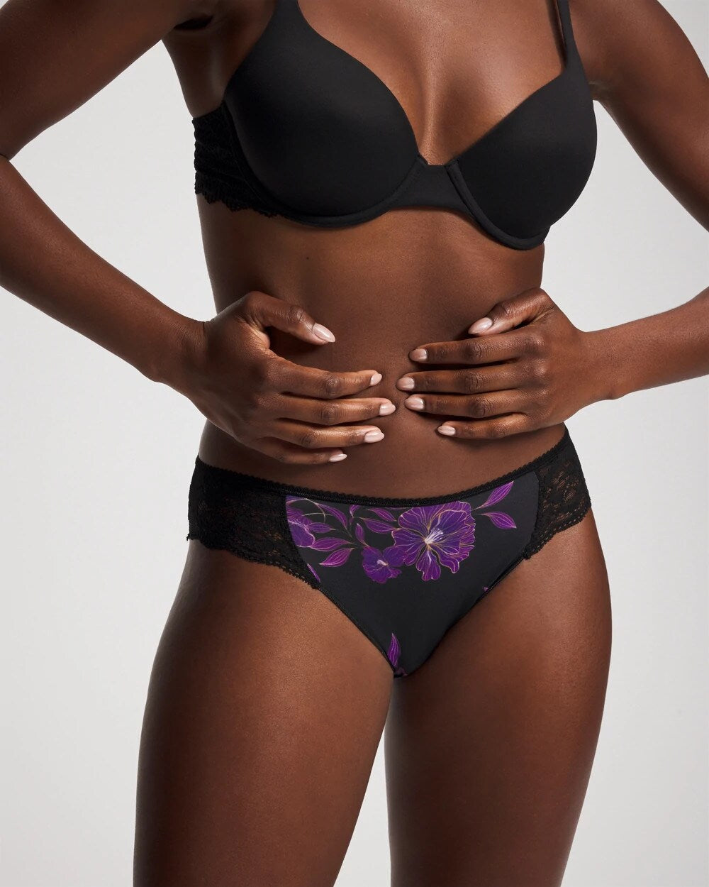 GILDED BLOOMS MAGENTA M - Edge Bikini Panty with Lace