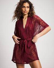 RED VELVET - Lace And Silk Robe