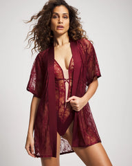 RED VELVET - Lace And Silk Robe