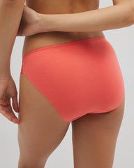 DEEP SEA CORAL - Cotton Blend Bikini Panty with Lace