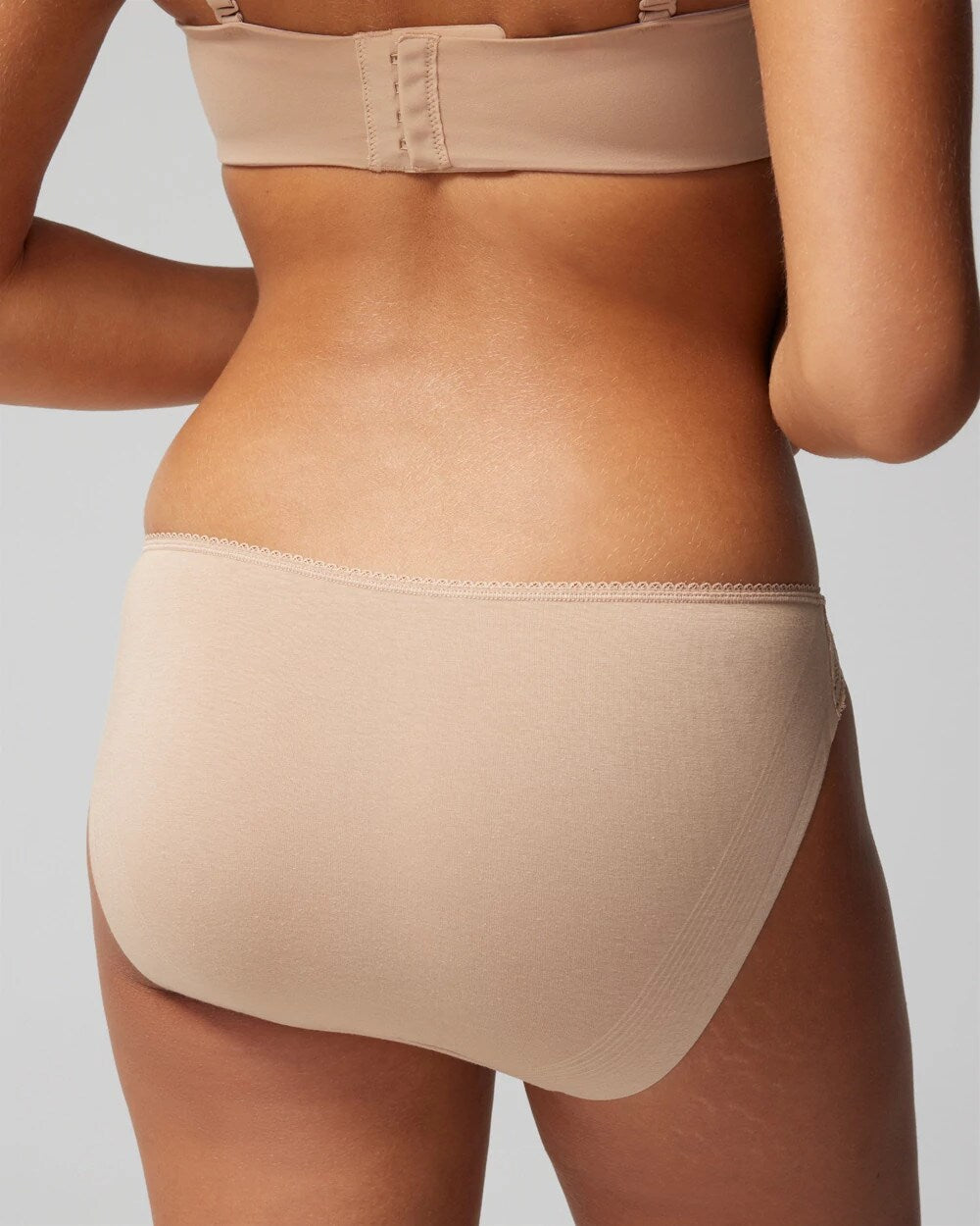 WARM AMBER - Cotton Blend Bikini Panty with Lace