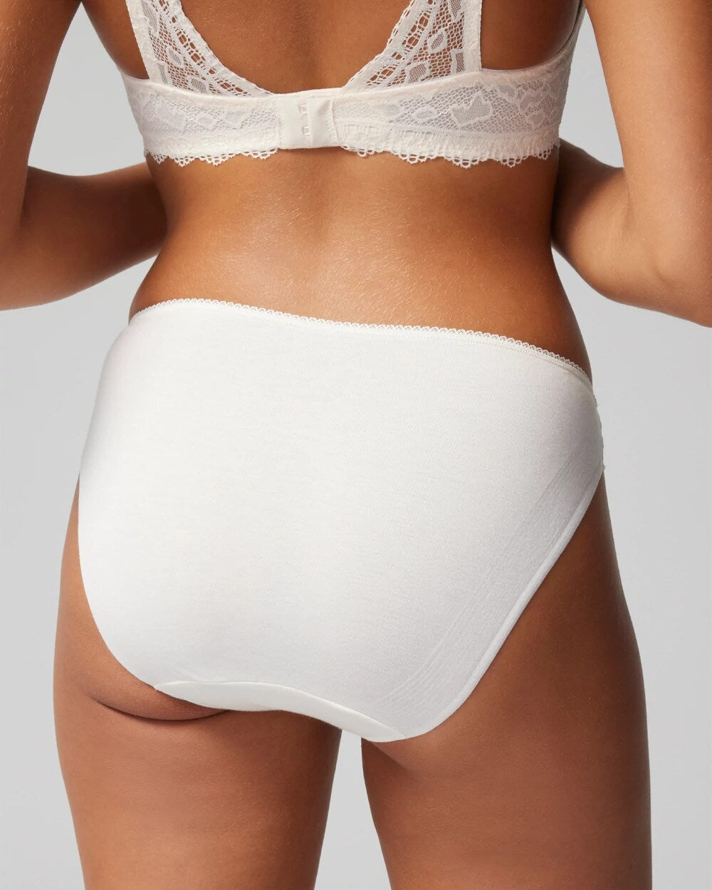 IVORY - Cotton Blend Bikini Panty with Lace