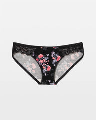 FLORAL DREAMS BLACK MINI - Bikini Panty with Lace