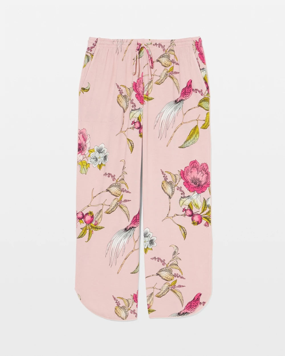 FEATHERED FANCY PINK - Piped Crop Pajama Pant