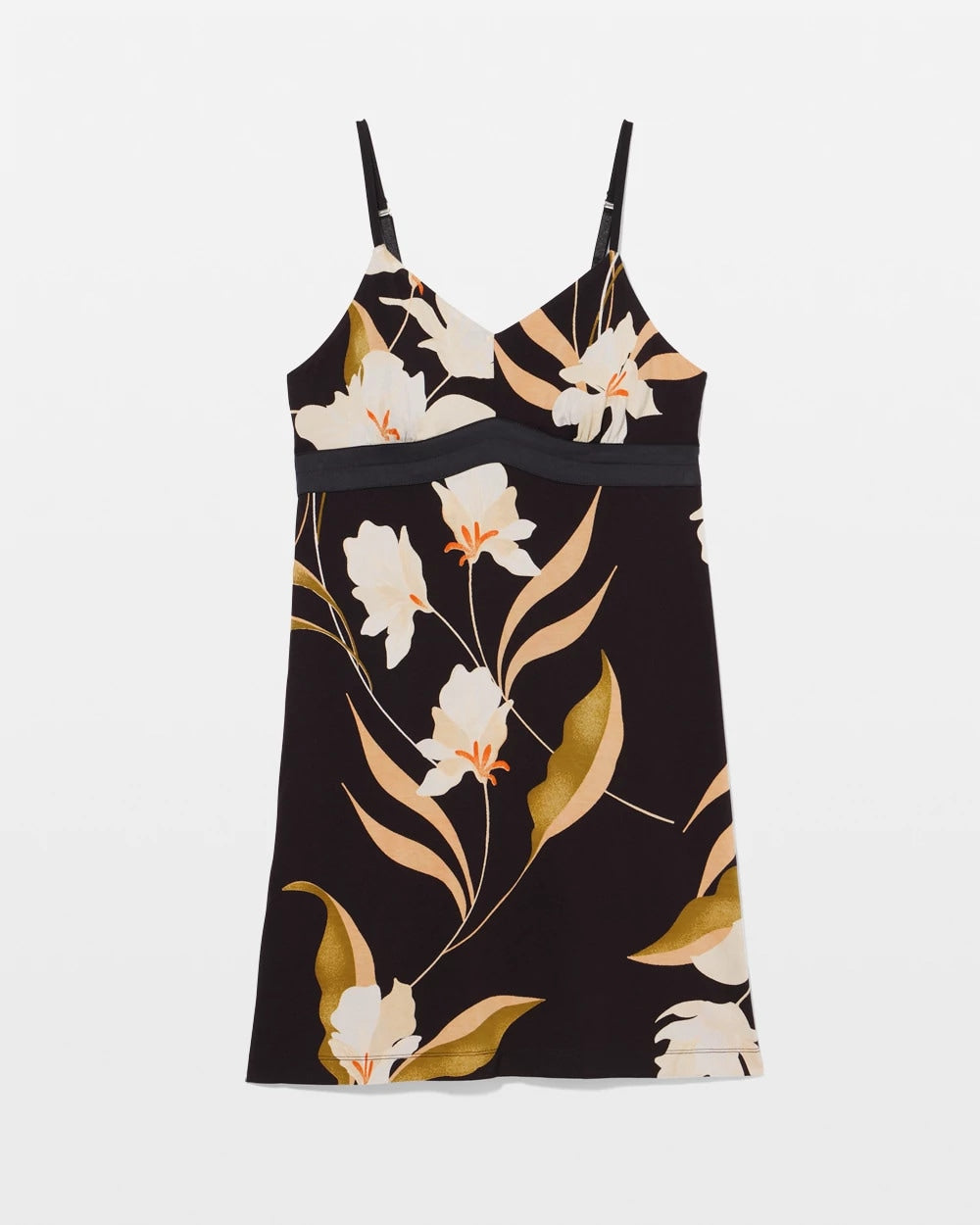 MYSTIC BLOOMS BLACK MID - Satin Trim Chemise