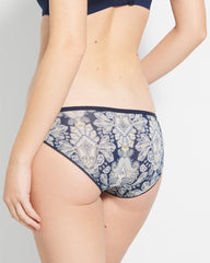 STYLISH PAISLEY M NAVY - Bikini Panty with Enchanting Lace