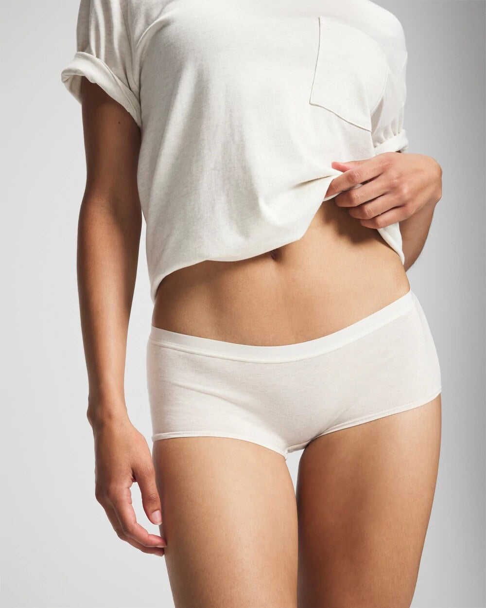 HEATHER ECRU - Cotton Boyshort Panty