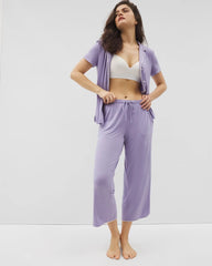 JACARANDA - Solid Piped Crop Pajama Pant