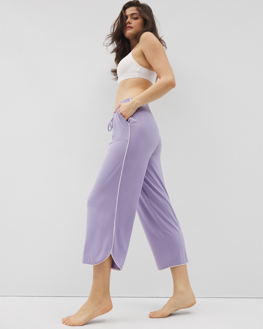 JACARANDA - Solid Piped Crop Pajama Pant