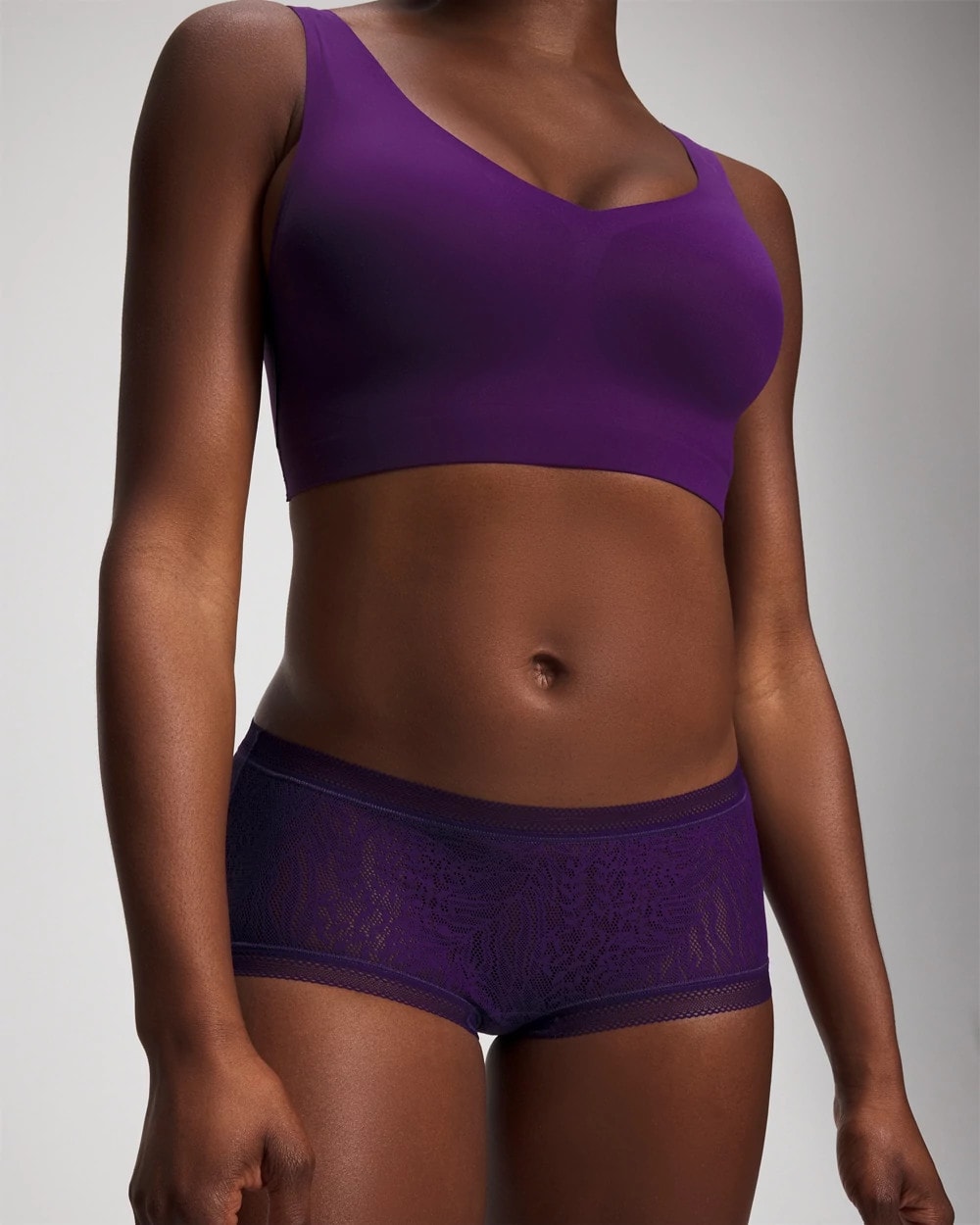 MAJESTIC PURPLE - Soma Boyshort Panty with Stretch Lace
