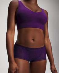MAJESTIC PURPLE - Soma Boyshort Panty with Stretch Lace